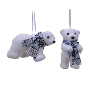 2 Asst Bear Hanging Ornaments 11.5cm