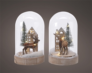 Micro LED Glass Snowglobe 2 Assorted 14.5cm