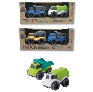 2asst Bioplastic Twin Construction Truck 10cm