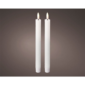 LED Wick Dinner Candle - Smooth - White 24cm