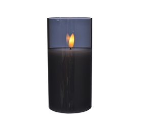 LED Candle in Smoky Grey Glass Tube 15cm