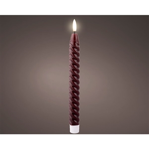 LED Wick Dinner Candle - Swirl - Oxblood 24.50cm