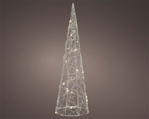 Medium LED Silver Wire Cone Decoration 40cm