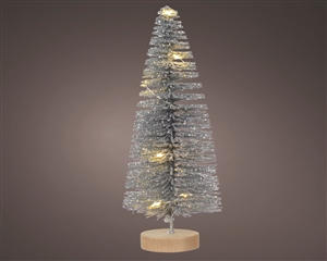 Medium LED Silver Tree On Wood Base 20cm