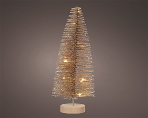 Medium LED Gold Tree On Wood Base 20cm