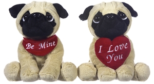 Pug With Scarf/Heart  8' 2 Assorted