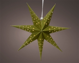 Green Medium Hanging LED Paper Star 40cm