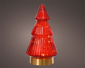 LED Glass Tree Decoration - Red 19.5cm