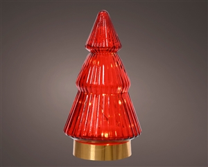 LED Glass Tree Decoration - Red 19.5cm