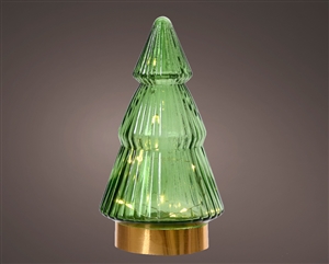 LED Glass Tree Decoration - Light Green 19.5cm