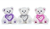 3asst Plush Bears with Hearts 20cm/8"