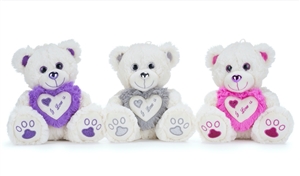 3asst Plush Bears with Hearts 20cm/8"