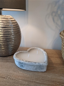 Double Wick Concrete Heart Candle