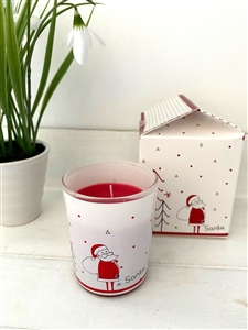 Red Santa Candle In House Box - Cinnamon & Clove