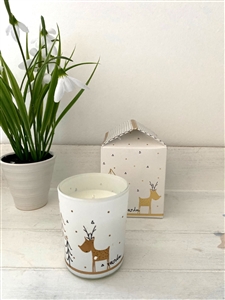 Gold Reindeer Candle In House Box - Frankincense & Myrrh