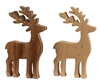 2asst Gold Speckled Wooden Reindeer 18cm