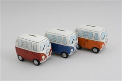 4 Asst Small Campervan Money Banks 11cm