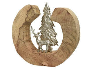 Mangowood Deer and Tree Ornament 25cm