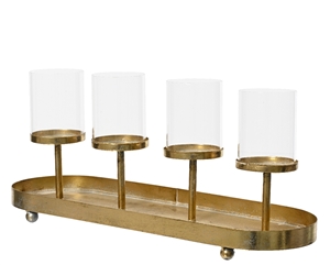 4 Way Rustic Gold Candle Holder 48cm