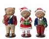 3asst Festive Bears Standing On Round Base 14cm