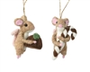 2asst Felt Mouse Decoration 9cm