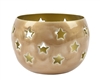 Round Iron Tealight Holder With Stars - Bronze 7cm