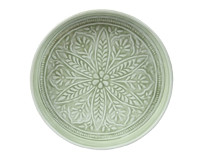 Round Iron Floral Plate - Green 22cm