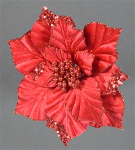 Velvet Clip Red Poinsettia 22cm