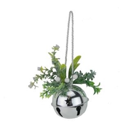 Large Hanging Festive Bell Decoration - Silver 8cm