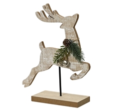 DUE MID AUGUST MDF Leaping Reindeer with Bell Necklace 22cm