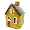 Yellow House Ceramic Pottery Tealight Holder 14cm