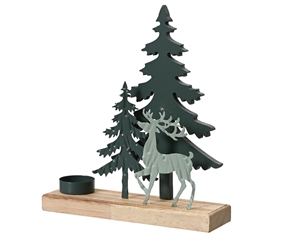 Iron Tree And Deer Scene Tealight Holder 24cm
