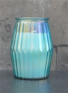 Cotton Candle In Ridged Glass Jar 13cm