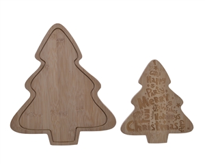 Set of 2 Bamboo Christmas Tree Chopping Boards