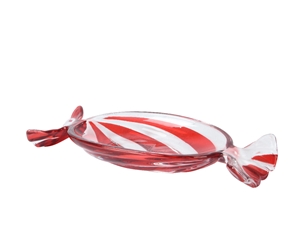 Candy Cane Glass Tray 20cm