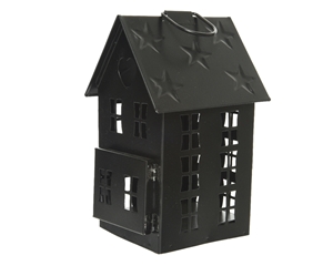 Matt Black House Lantern 18cm