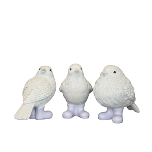 Set Of 3 Birds In Wellies With Gift Box 10cm