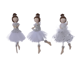 Ballerina Decoration with Dangley Legs 18cm 3 Asst