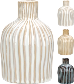 3asst Ceramic Stripe Vase15cm