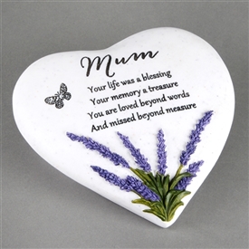 (50% OFF DAMAGED BOX) Thoughts Of You Heart Lavender Stone Mum 15cm