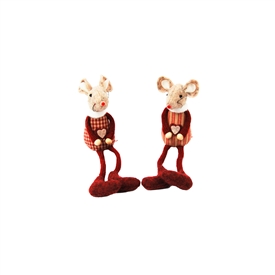 2asst Shelf Sitting Gingham Mice 15cm