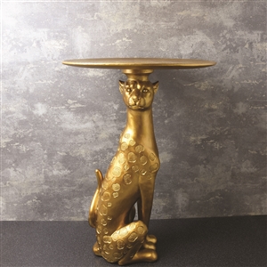 Gold Leopard Antique Table 52cm