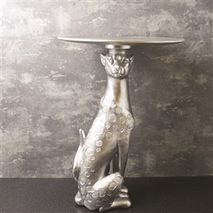 Silver Leopard Antique Table 52cm