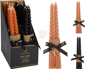 2asst Set Of 2 Twisted Taper Candles 20cm
