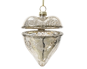 Anitque Silver Openable Heart Bauble