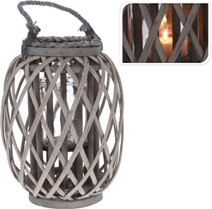 Willow Lantern With Glass Holder 30cm