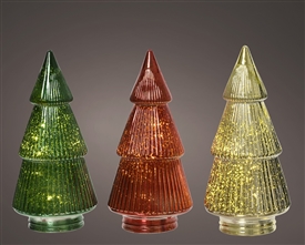 DUE MID AUGUST 3asst LED Glass Christmas Tree 20cm
