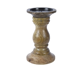 DUE MID AUGUST Mangowood Candlestick / Candle Holder 17cm