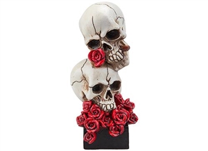 Resin Skulls With Roses 18cm