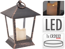 Brown Rustic Lantern With Led Candle 16cm